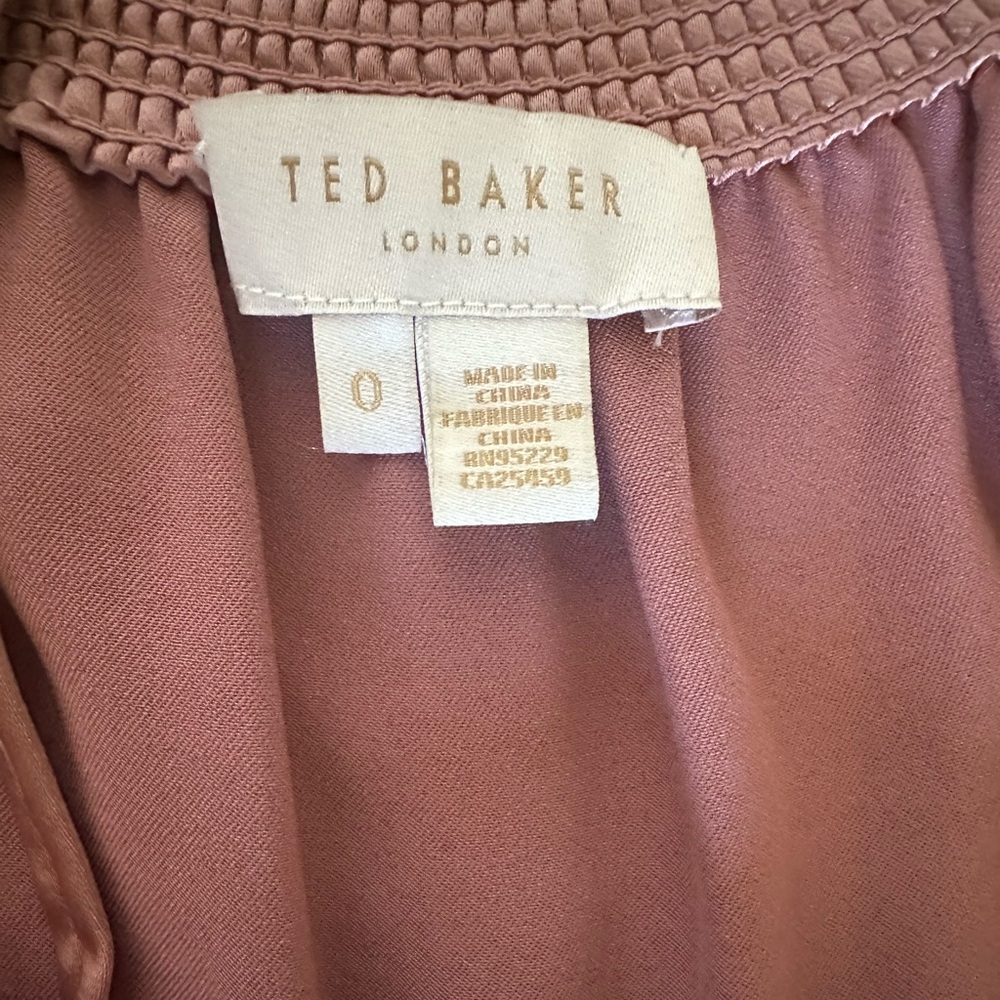 Ted Baker Esta Cold Shoulder Cowl Front Midi Slip Dress in Dusty Pink - Picture 9 of 11